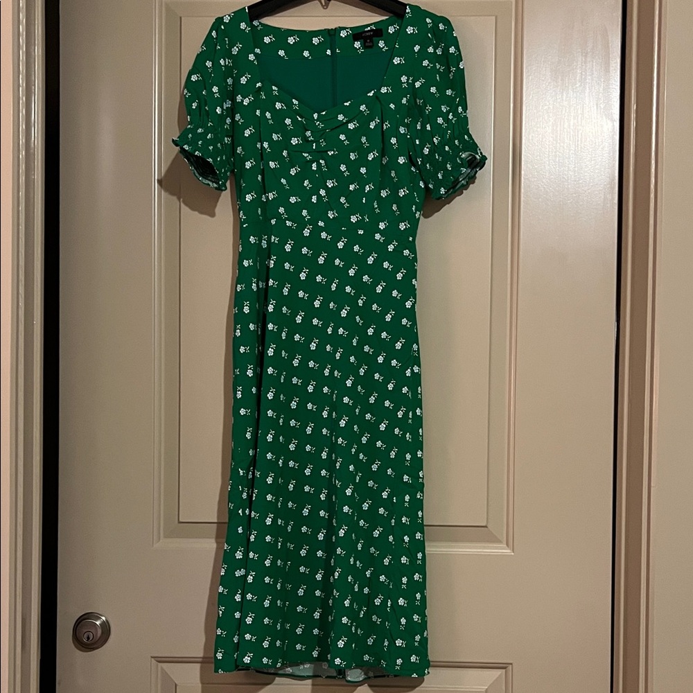 J Crew Green Floral Dress
